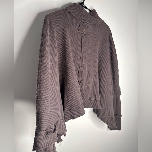 Free People We The Free Moon Daisy Thermal Pullover Horseshoe Large Sweater - Picture 11 of 12